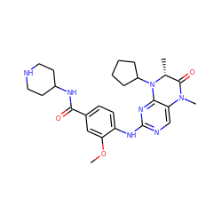 COc1cc(C(=O)NC2CCNCC2)ccc1Nc1ncc2c(n1)N(C1CCCC1)[C@H](C)C(=O)N2C ZINC000034444343