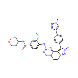 COc1cc(C(=O)NC2CCOCC2)ccc1Nc1ncc2c(n1)-c1c(nn(C)c1-c1ccc(-c3cnn(C)c3)cc1)CC2 ZINC000224950790