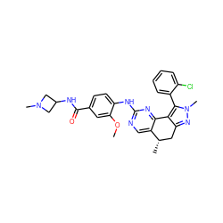 COc1cc(C(=O)NC2CN(C)C2)ccc1Nc1ncc2c(n1)-c1c(nn(C)c1-c1ccccc1Cl)C[C@@H]2C ZINC000169702422