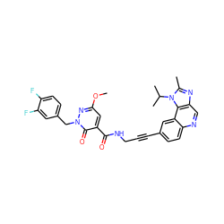 COc1cc(C(=O)NCC#Cc2ccc3ncc4nc(C)n(C(C)C)c4c3c2)c(=O)n(Cc2ccc(F)c(F)c2)n1 ZINC000169710233