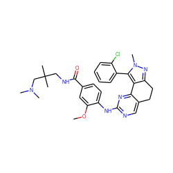 COc1cc(C(=O)NCC(C)(C)CN(C)C)ccc1Nc1ncc2c(n1)-c1c(nn(C)c1-c1ccccc1Cl)CC2 ZINC000143086776