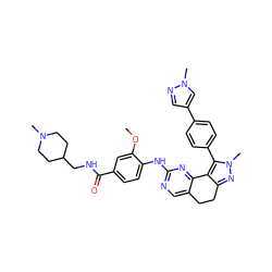 COc1cc(C(=O)NCC2CCN(C)CC2)ccc1Nc1ncc2c(n1)-c1c(nn(C)c1-c1ccc(-c3cnn(C)c3)cc1)CC2 ZINC000224950731