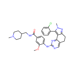 COc1cc(C(=O)NCC2CCN(C)CC2)ccc1Nc1ncc2c(n1)-c1c(nn(C)c1-c1ccccc1Cl)CC2 ZINC000143087420