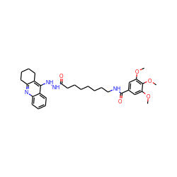 COc1cc(C(=O)NCCCCCCCC(=O)NNc2c3c(nc4ccccc24)CCCC3)cc(OC)c1OC ZINC000014953169