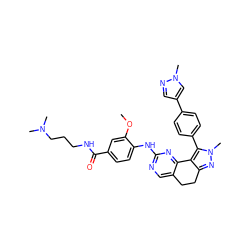 COc1cc(C(=O)NCCCN(C)C)ccc1Nc1ncc2c(n1)-c1c(nn(C)c1-c1ccc(-c3cnn(C)c3)cc1)CC2 ZINC000224958778