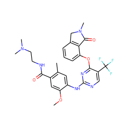 COc1cc(C(=O)NCCN(C)C)c(C)cc1Nc1ncc(C(F)(F)F)c(Oc2cccc3c2C(=O)N(C)C3)n1 ZINC000138504499