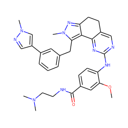 COc1cc(C(=O)NCCN(C)C)ccc1Nc1ncc2c(n1)-c1c(nn(C)c1Cc1cccc(-c3cnn(C)c3)c1)CC2 ZINC000224952369