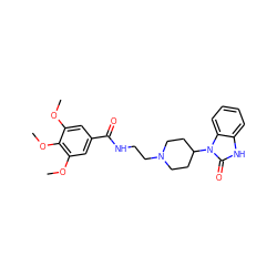 COc1cc(C(=O)NCCN2CCC(n3c(=O)[nH]c4ccccc43)CC2)cc(OC)c1OC ZINC000058660982