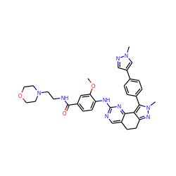 COc1cc(C(=O)NCCN2CCOCC2)ccc1Nc1ncc2c(n1)-c1c(nn(C)c1-c1ccc(-c3cnn(C)c3)cc1)CC2 ZINC000224950668