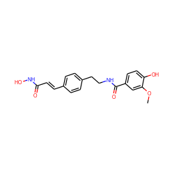 COc1cc(C(=O)NCCc2ccc(/C=C/C(=O)NO)cc2)ccc1O ZINC001772611986