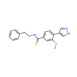 COc1cc(C(=O)NCCc2ccccc2)ccc1-c1cn[nH]c1 ZINC000222140012