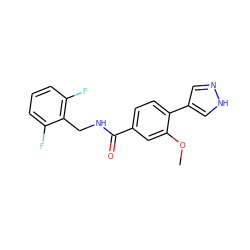 COc1cc(C(=O)NCc2c(F)cccc2F)ccc1-c1cn[nH]c1 ZINC001772638815