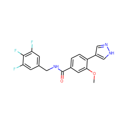 COc1cc(C(=O)NCc2cc(F)c(F)c(F)c2)ccc1-c1cn[nH]c1 ZINC000213996544