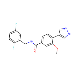 COc1cc(C(=O)NCc2cc(F)ccc2F)ccc1-c1cn[nH]c1 ZINC000221724470