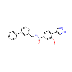 COc1cc(C(=O)NCc2cccc(-c3ccccc3)c2)ccc1-c1cn[nH]c1 ZINC000221706279