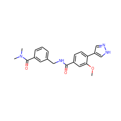 COc1cc(C(=O)NCc2cccc(C(=O)N(C)C)c2)ccc1-c1cn[nH]c1 ZINC001772599690