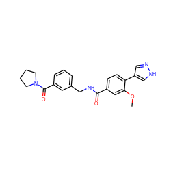 COc1cc(C(=O)NCc2cccc(C(=O)N3CCCC3)c2)ccc1-c1cn[nH]c1 ZINC000221707894