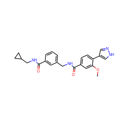 COc1cc(C(=O)NCc2cccc(C(=O)NCC3CC3)c2)ccc1-c1cn[nH]c1 ZINC001772608474