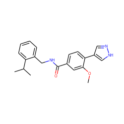 COc1cc(C(=O)NCc2ccccc2C(C)C)ccc1-c1cn[nH]c1 ZINC000223836685