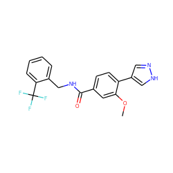 COc1cc(C(=O)NCc2ccccc2C(F)(F)F)ccc1-c1cn[nH]c1 ZINC000221709522