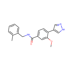 COc1cc(C(=O)NCc2ccccc2C)ccc1-c1cn[nH]c1 ZINC000221705116