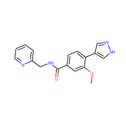 COc1cc(C(=O)NCc2ccccn2)ccc1-c1cn[nH]c1 ZINC000221723193