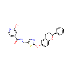 COc1cc(C(=O)NCc2cnc(Oc3ccc4c(c3)CC[C@@H](c3ccccc3)O4)s2)ccn1 ZINC000169710539