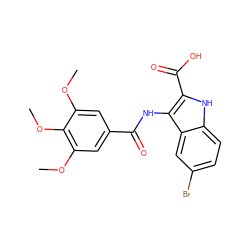 COc1cc(C(=O)Nc2c(C(=O)O)[nH]c3ccc(Br)cc23)cc(OC)c1OC ZINC000002106913