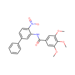 COc1cc(C(=O)Nc2cc(-c3ccccc3)ccc2[N+](=O)[O-])cc(OC)c1OC ZINC000073199516