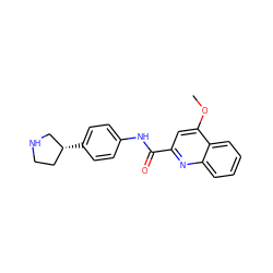 COc1cc(C(=O)Nc2ccc([C@@H]3CCNC3)cc2)nc2ccccc12 ZINC000117718193