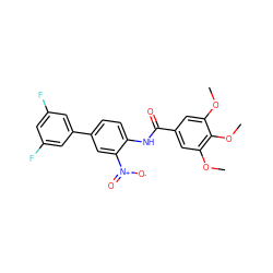 COc1cc(C(=O)Nc2ccc(-c3cc(F)cc(F)c3)cc2[N+](=O)[O-])cc(OC)c1OC ZINC000082152250