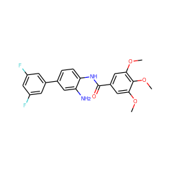 COc1cc(C(=O)Nc2ccc(-c3cc(F)cc(F)c3)cc2N)cc(OC)c1OC ZINC000299833063