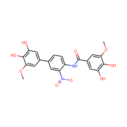 COc1cc(C(=O)Nc2ccc(-c3cc(O)c(O)c(OC)c3)cc2[N+](=O)[O-])cc(O)c1O ZINC000073200355