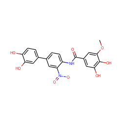 COc1cc(C(=O)Nc2ccc(-c3ccc(O)c(O)c3)cc2[N+](=O)[O-])cc(O)c1O ZINC000073197417