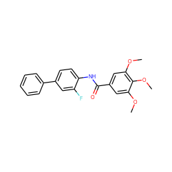 COc1cc(C(=O)Nc2ccc(-c3ccccc3)cc2F)cc(OC)c1OC ZINC000031959088