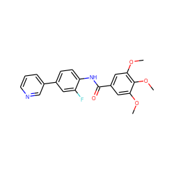 COc1cc(C(=O)Nc2ccc(-c3cccnc3)cc2F)cc(OC)c1OC ZINC000299825289