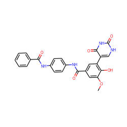 COc1cc(C(=O)Nc2ccc(NC(=O)c3ccccc3)cc2)cc(-c2c[nH]c(=O)[nH]c2=O)c1O ZINC000299839578