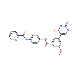 COc1cc(C(=O)Nc2ccc(NC(=O)c3ccccn3)cc2)cc(-c2c[nH]c(=O)[nH]c2=O)c1 ZINC000212413307