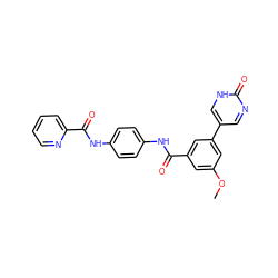 COc1cc(C(=O)Nc2ccc(NC(=O)c3ccccn3)cc2)cc(-c2cnc(=O)[nH]c2)c1 ZINC000299837099