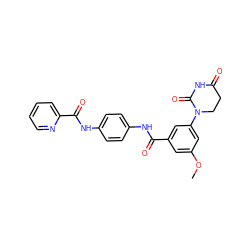 COc1cc(C(=O)Nc2ccc(NC(=O)c3ccccn3)cc2)cc(N2CCC(=O)NC2=O)c1 ZINC000299837515