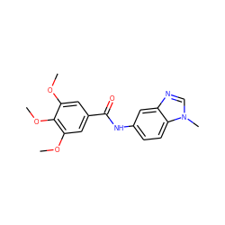 COc1cc(C(=O)Nc2ccc3c(c2)ncn3C)cc(OC)c1OC ZINC000000520171