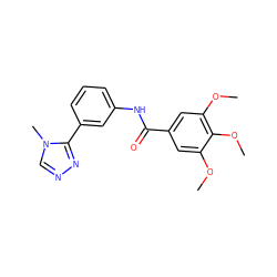 COc1cc(C(=O)Nc2cccc(-c3nncn3C)c2)cc(OC)c1OC ZINC000000709970