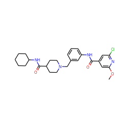 COc1cc(C(=O)Nc2cccc(CN3CCC(C(=O)NC4CCCCC4)CC3)c2)cc(Cl)n1 ZINC001772643549