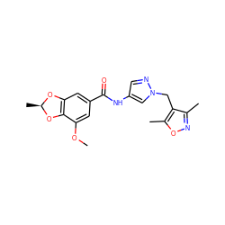 COc1cc(C(=O)Nc2cnn(Cc3c(C)noc3C)c2)cc2c1O[C@@H](C)O2 ZINC000115730703