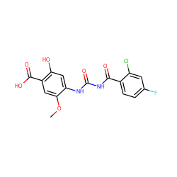 COc1cc(C(=O)O)c(O)cc1NC(=O)NC(=O)c1ccc(F)cc1Cl ZINC000013673975