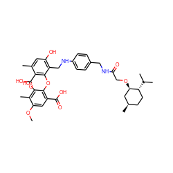 COc1cc(C(=O)O)c(Oc2c(CNc3ccc(CNC(=O)CO[C@@H]4C[C@H](C)CC[C@H]4C(C)C)cc3)c(O)cc(C)c2C(=O)O)c(O)c1C ZINC000026990941