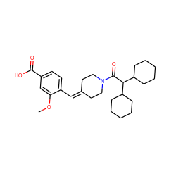 COc1cc(C(=O)O)ccc1C=C1CCN(C(=O)C(C2CCCCC2)C2CCCCC2)CC1 ZINC000013475207