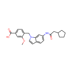 COc1cc(C(=O)O)ccc1Cn1ccc2ccc(NC(=O)CC3CCCC3)cc21 ZINC000013650699