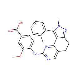 COc1cc(C(=O)O)ccc1Nc1ncc2c(n1)-c1c(nn(C)c1-c1ccccc1C)CC2 ZINC000169702354