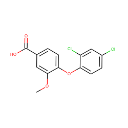 COc1cc(C(=O)O)ccc1Oc1ccc(Cl)cc1Cl ZINC000028869366